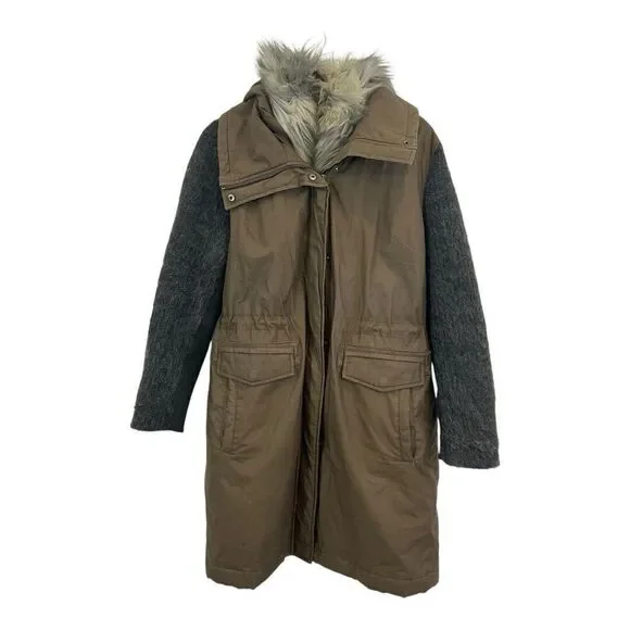 Vera Wang Womens Size Medium Brie Faux Fur Anorak Hooded Parka Winter Coat - Picture 1 of 6